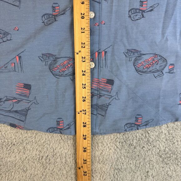 S Huk Shirt Mens M Blue Short Sleeve Button Down Performance Outdoors Fishing - Picture 6 of 9